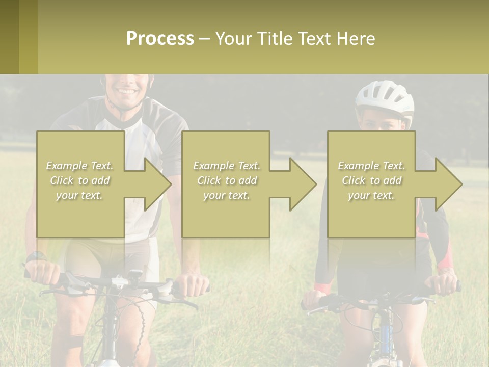 A Man And A Woman Riding Bikes In A Field PowerPoint Template