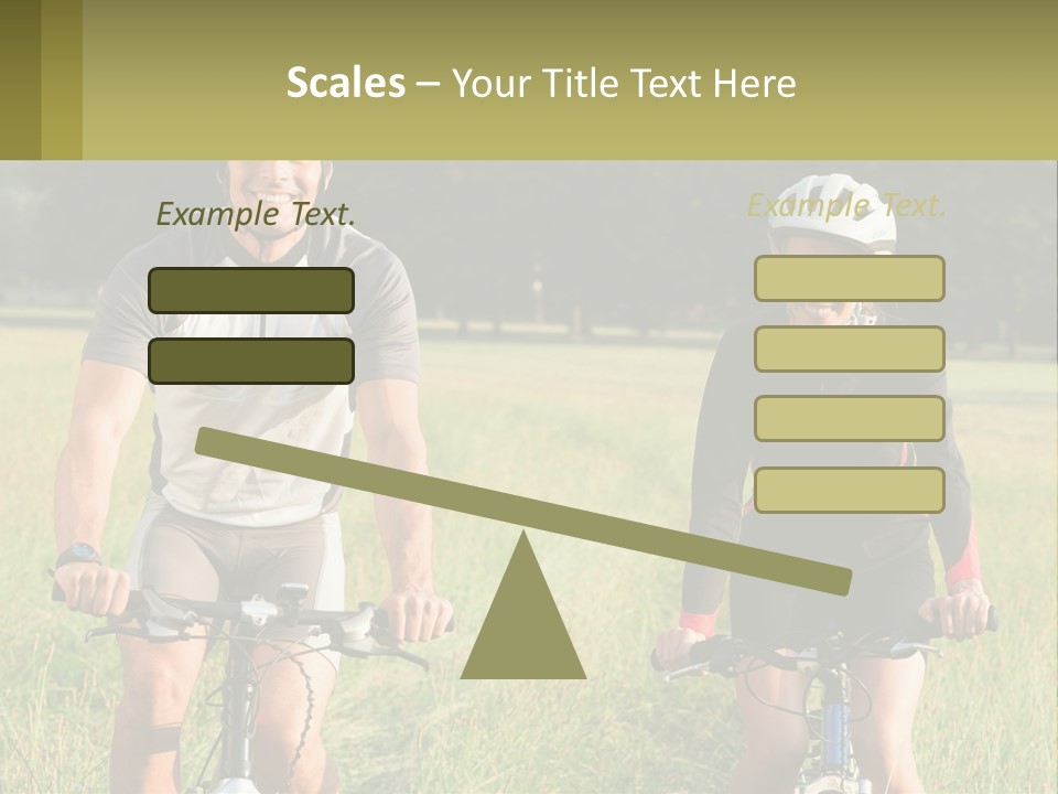 A Man And A Woman Riding Bikes In A Field PowerPoint Template