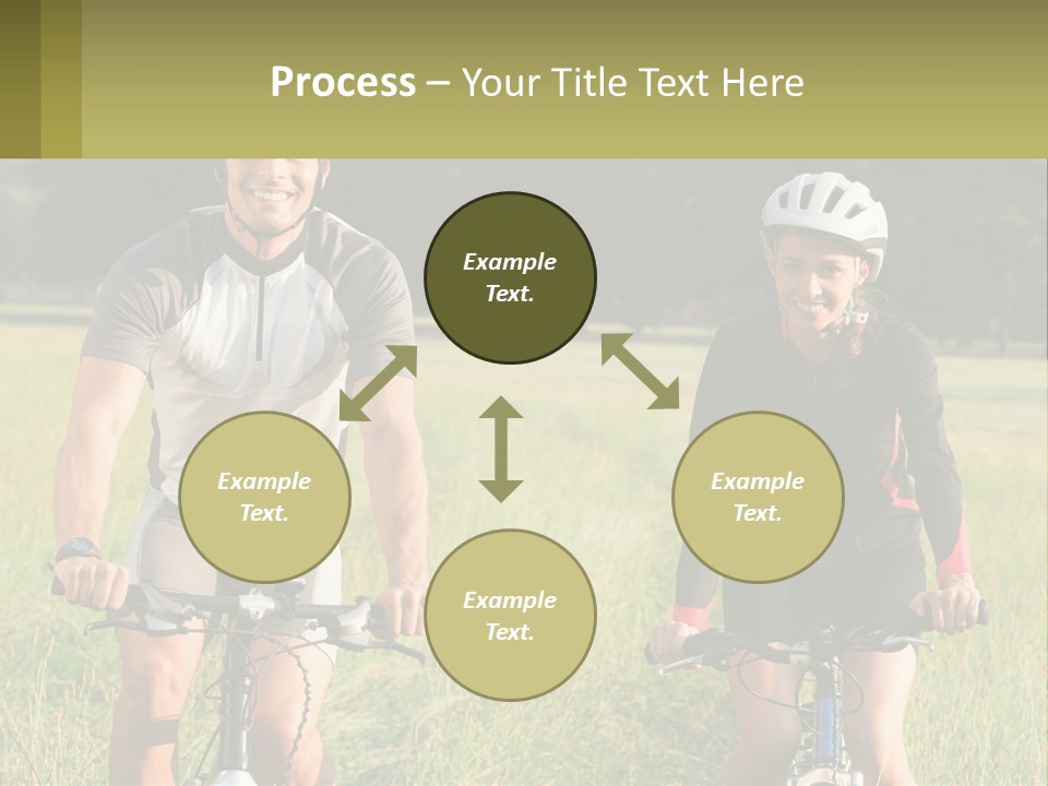 A Man And A Woman Riding Bikes In A Field PowerPoint Template