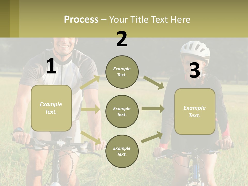 A Man And A Woman Riding Bikes In A Field PowerPoint Template
