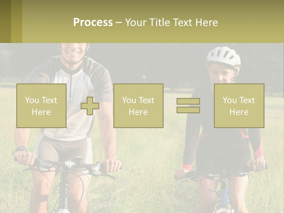A Man And A Woman Riding Bikes In A Field PowerPoint Template