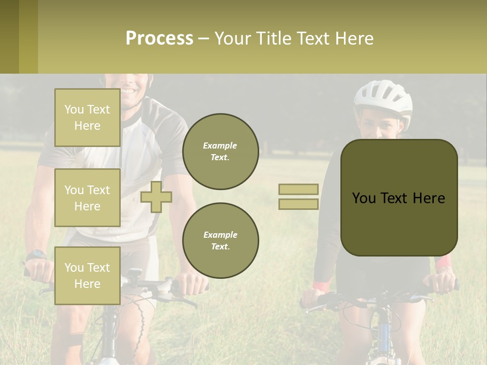 A Man And A Woman Riding Bikes In A Field PowerPoint Template