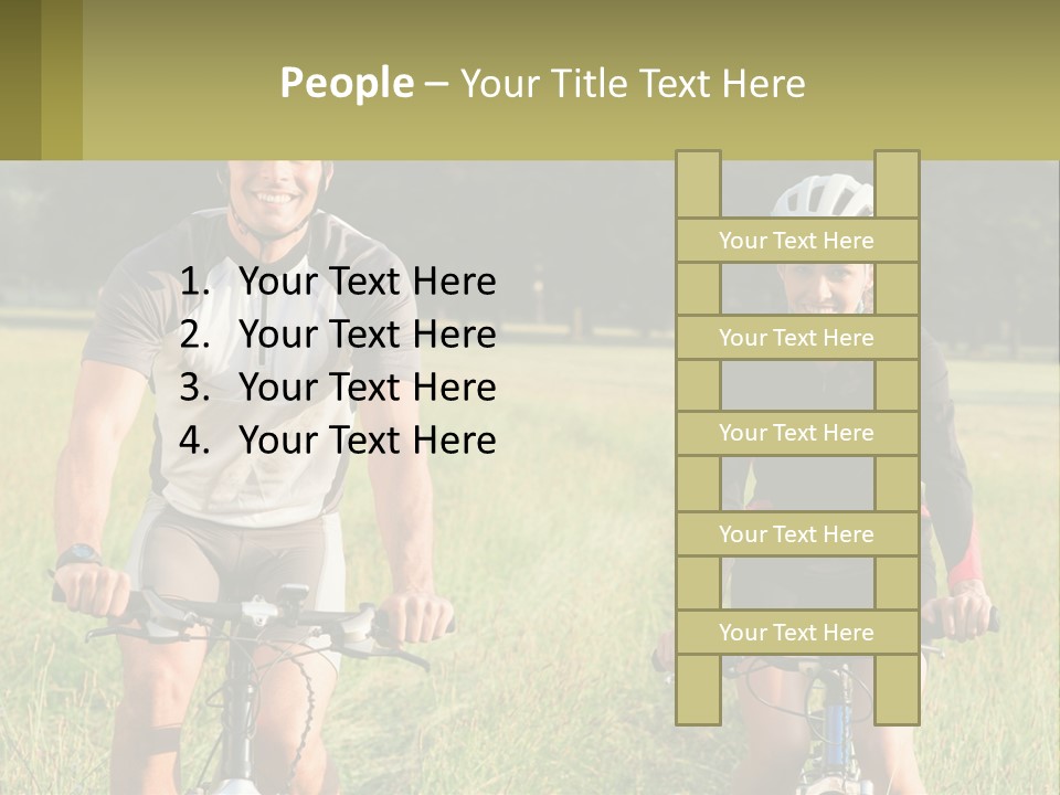 A Man And A Woman Riding Bikes In A Field PowerPoint Template