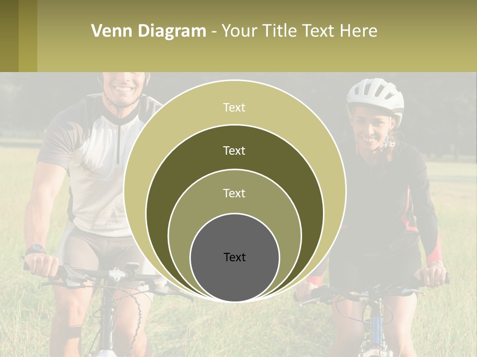 A Man And A Woman Riding Bikes In A Field PowerPoint Template