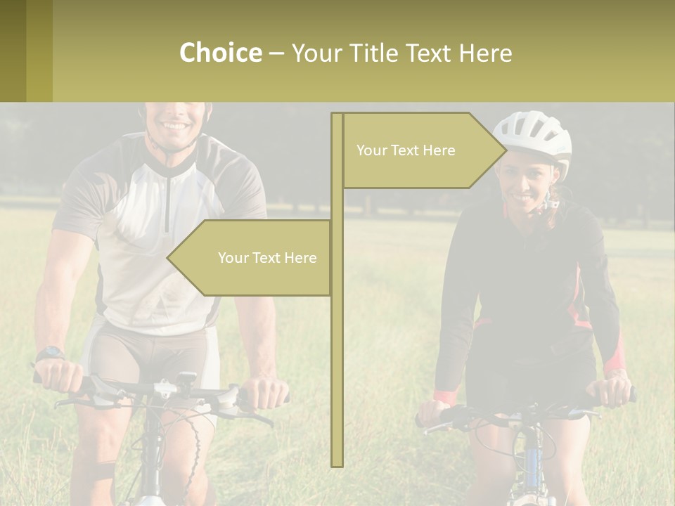 A Man And A Woman Riding Bikes In A Field PowerPoint Template