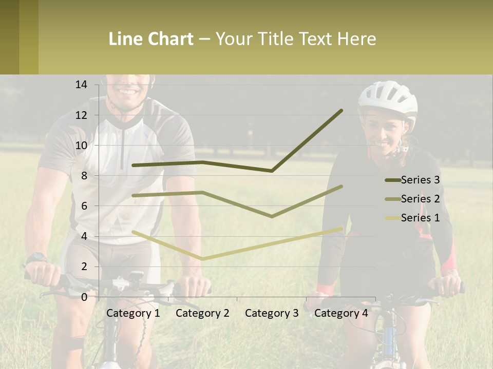 A Man And A Woman Riding Bikes In A Field PowerPoint Template