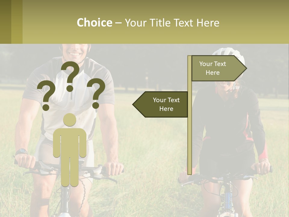 A Man And A Woman Riding Bikes In A Field PowerPoint Template