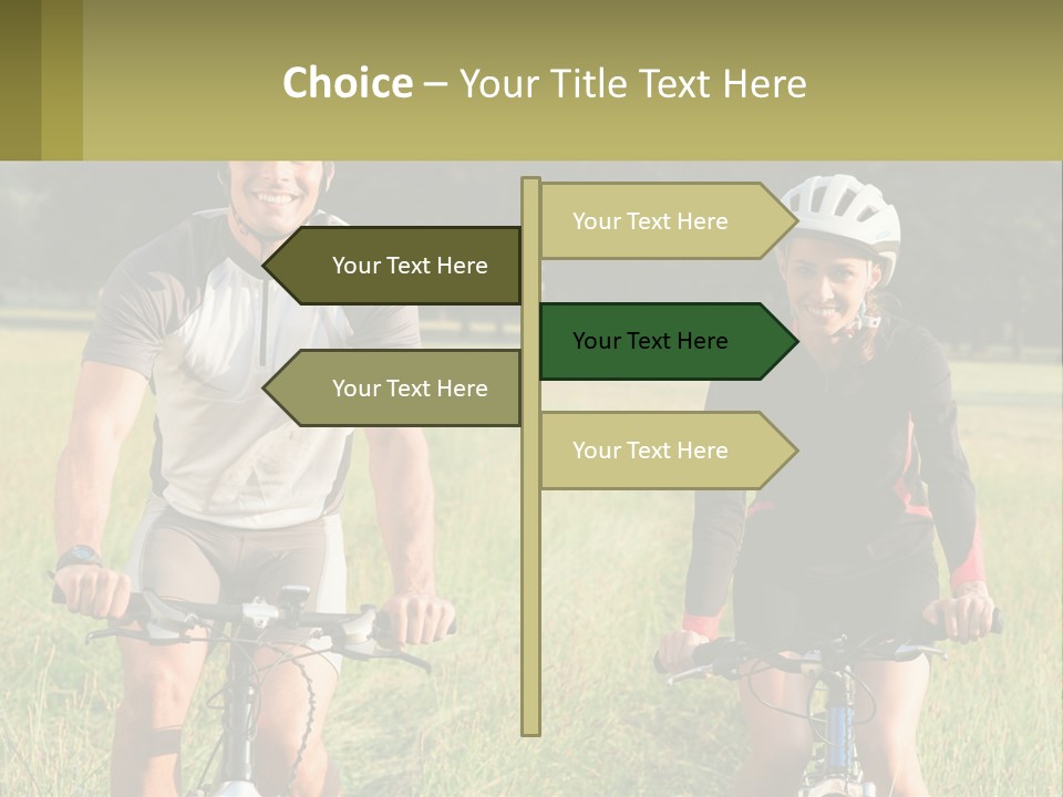 A Man And A Woman Riding Bikes In A Field PowerPoint Template