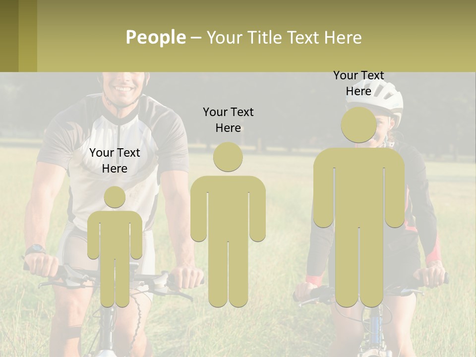 A Man And A Woman Riding Bikes In A Field PowerPoint Template