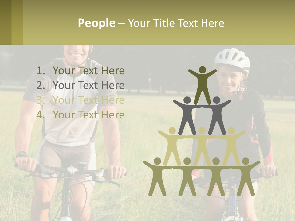 A Man And A Woman Riding Bikes In A Field PowerPoint Template