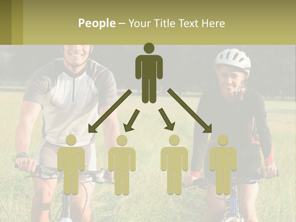 A Man And A Woman Riding Bikes In A Field PowerPoint Template
