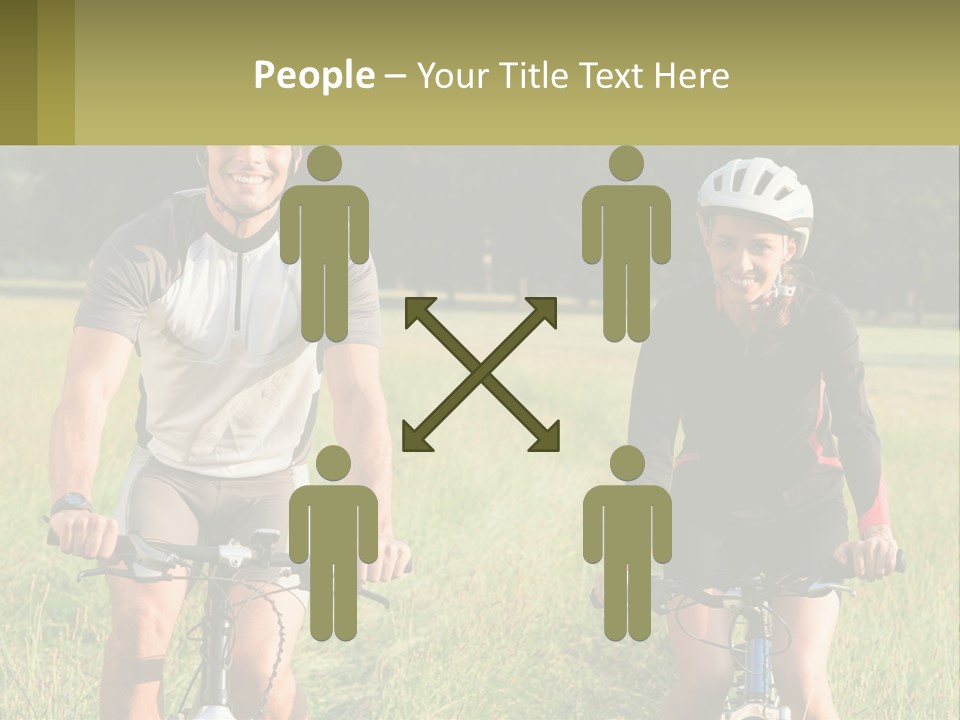A Man And A Woman Riding Bikes In A Field PowerPoint Template
