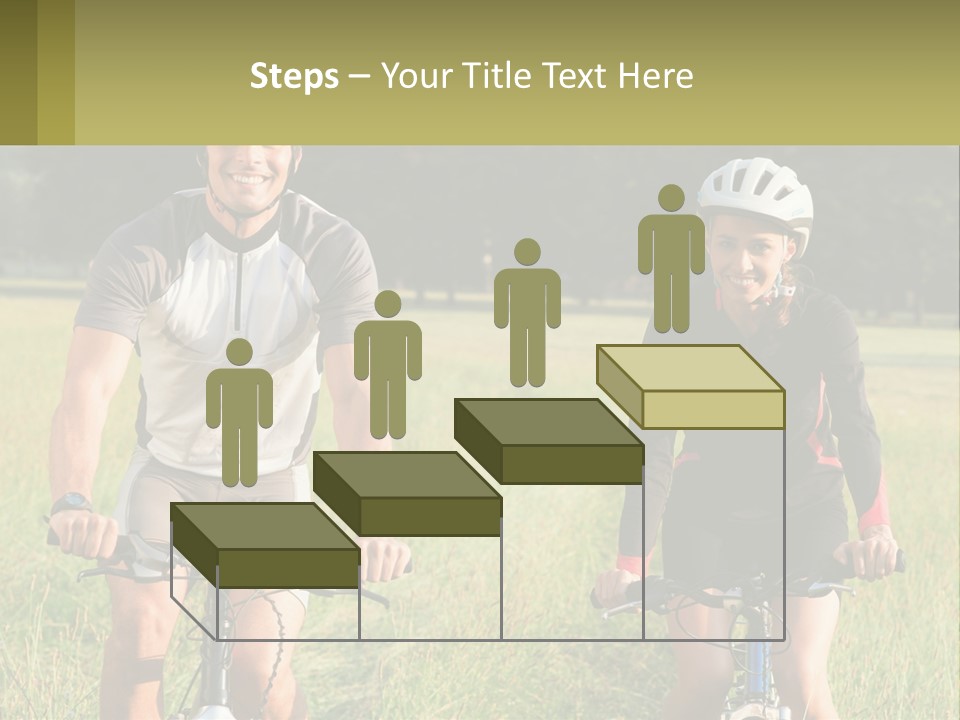 A Man And A Woman Riding Bikes In A Field PowerPoint Template