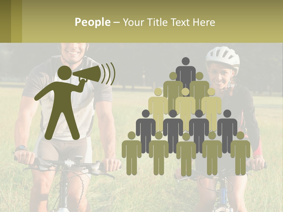 A Man And A Woman Riding Bikes In A Field PowerPoint Template