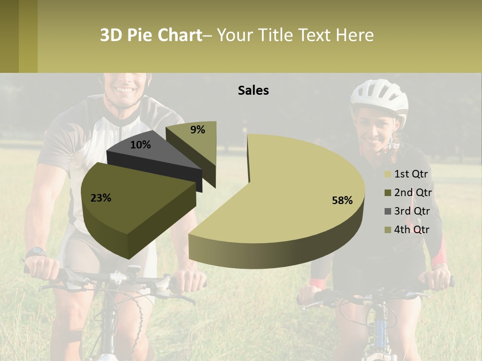 A Man And A Woman Riding Bikes In A Field PowerPoint Template