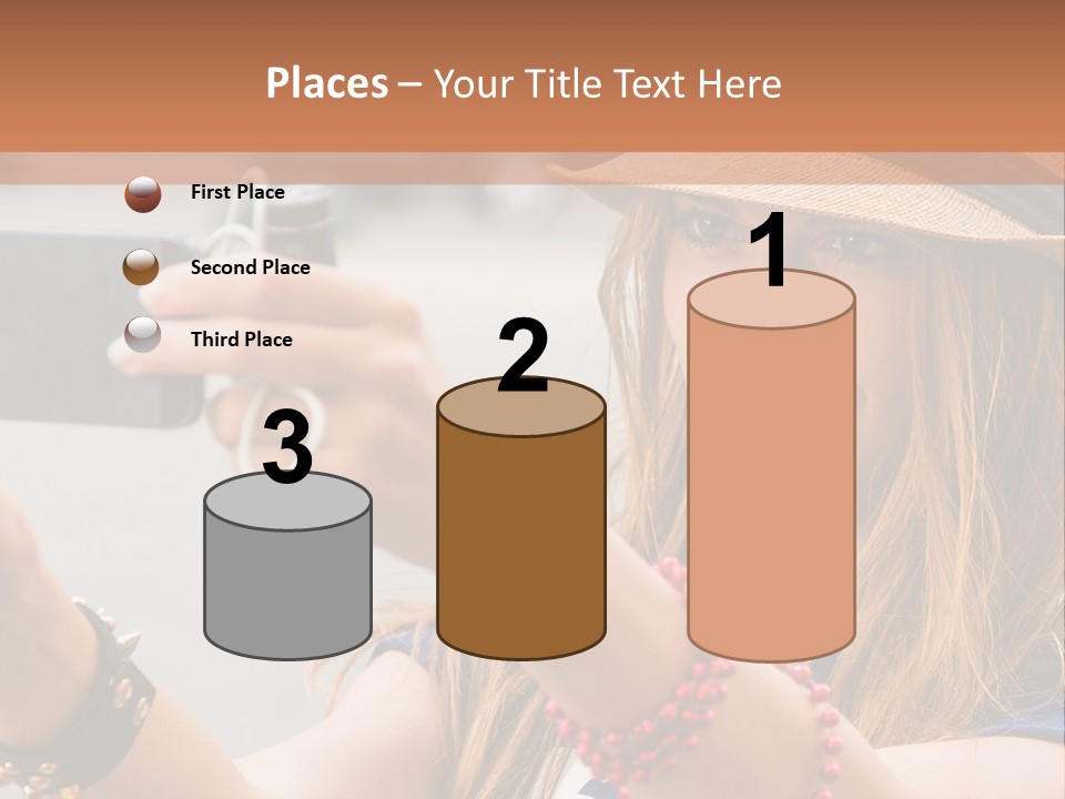 A Woman Taking A Picture With Her Cell Phone PowerPoint Template