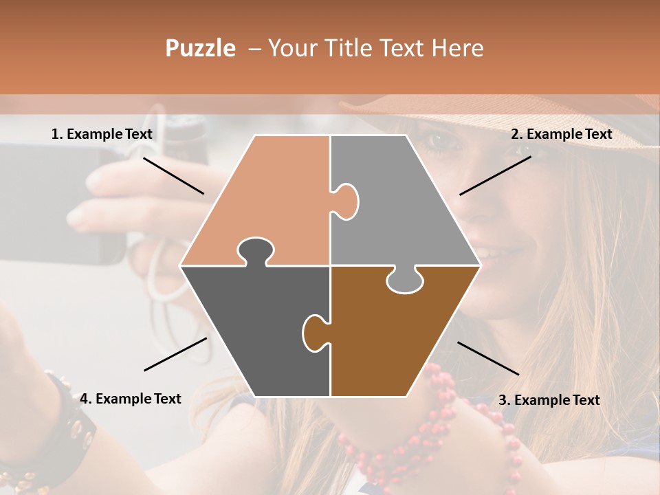 A Woman Taking A Picture With Her Cell Phone PowerPoint Template