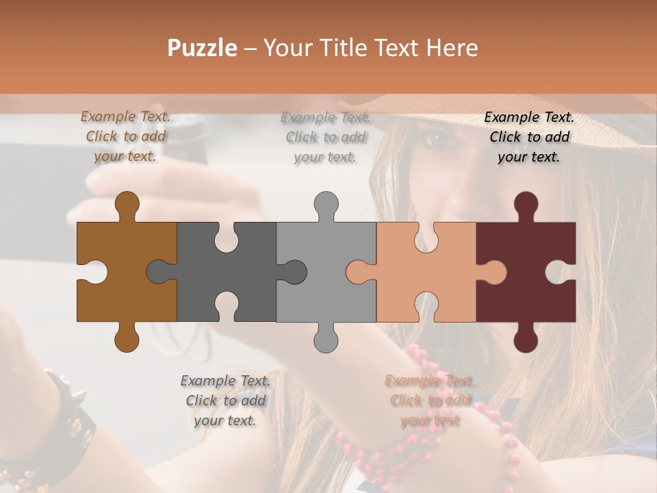 A Woman Taking A Picture With Her Cell Phone PowerPoint Template