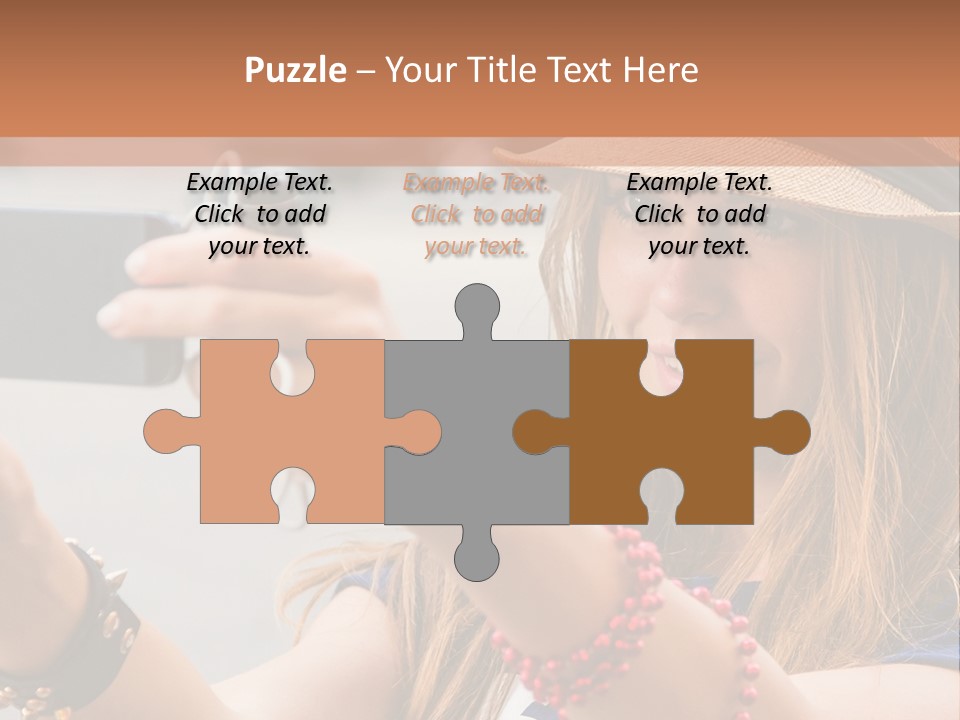 A Woman Taking A Picture With Her Cell Phone PowerPoint Template