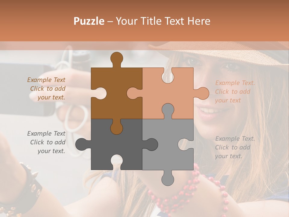 A Woman Taking A Picture With Her Cell Phone PowerPoint Template