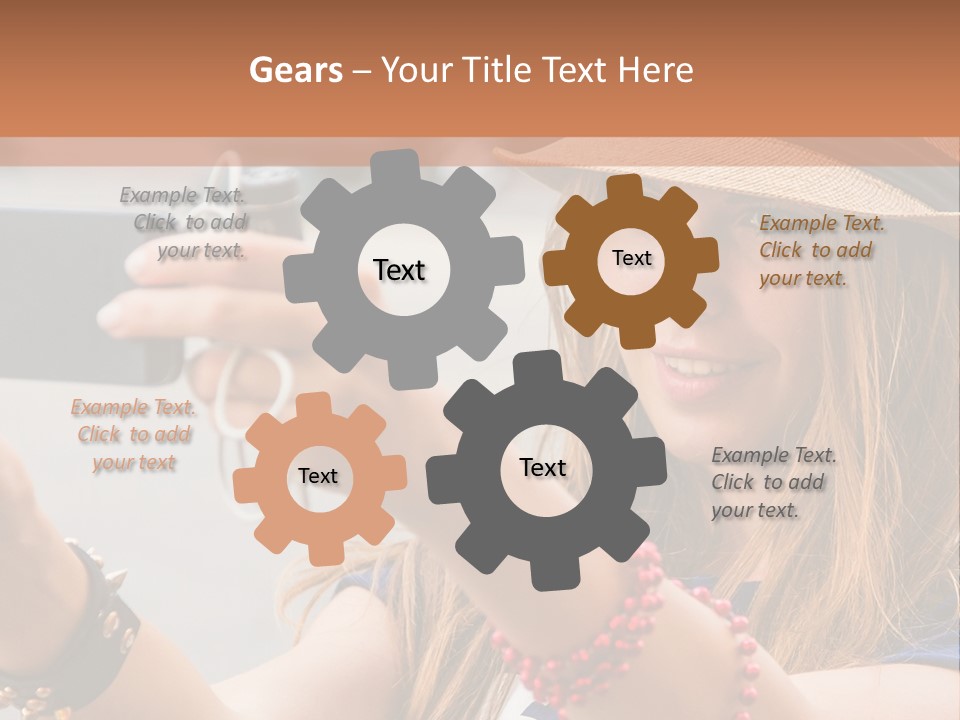 A Woman Taking A Picture With Her Cell Phone PowerPoint Template