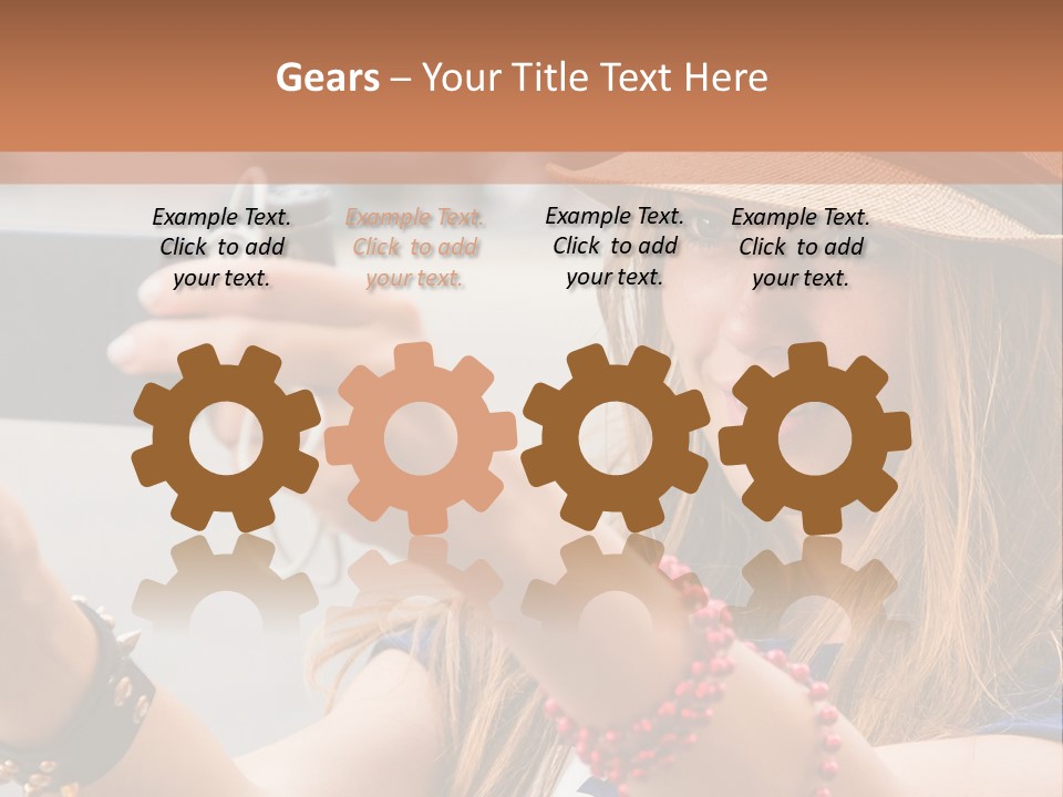 A Woman Taking A Picture With Her Cell Phone PowerPoint Template