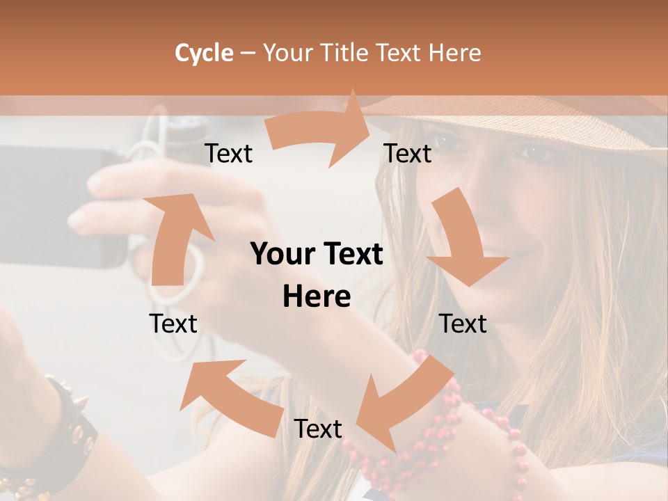 A Woman Taking A Picture With Her Cell Phone PowerPoint Template