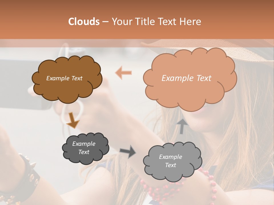 A Woman Taking A Picture With Her Cell Phone PowerPoint Template