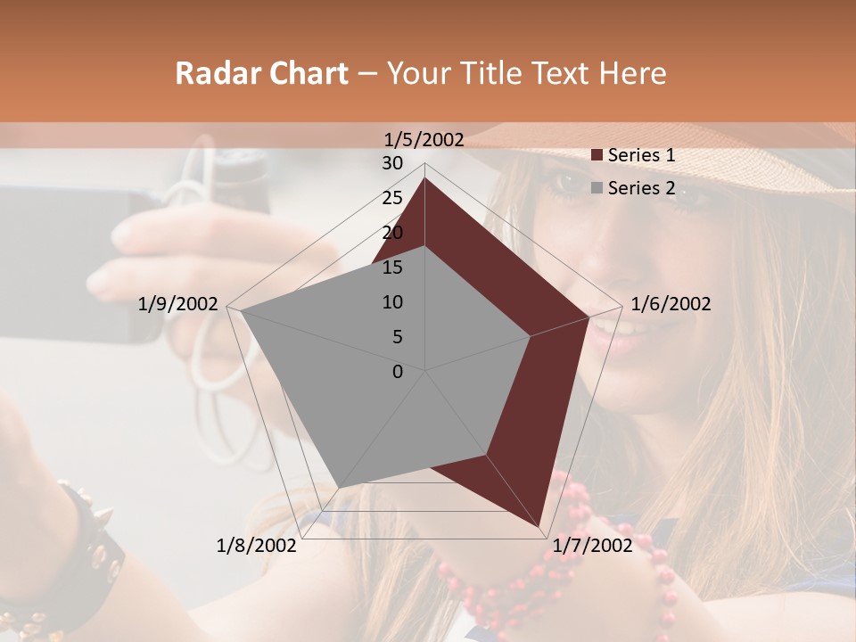 A Woman Taking A Picture With Her Cell Phone PowerPoint Template