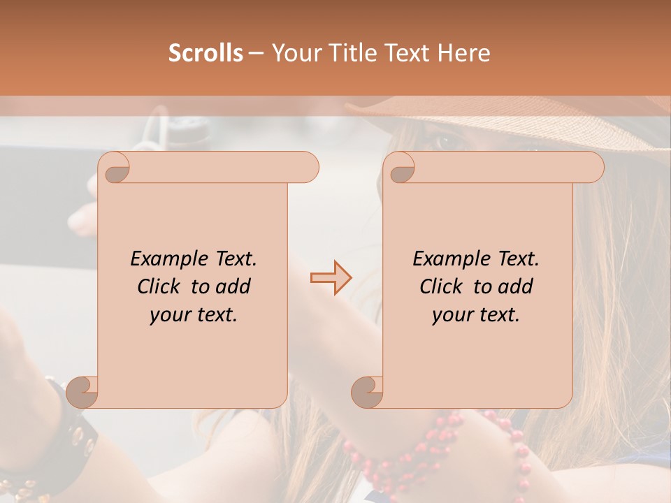 A Woman Taking A Picture With Her Cell Phone PowerPoint Template