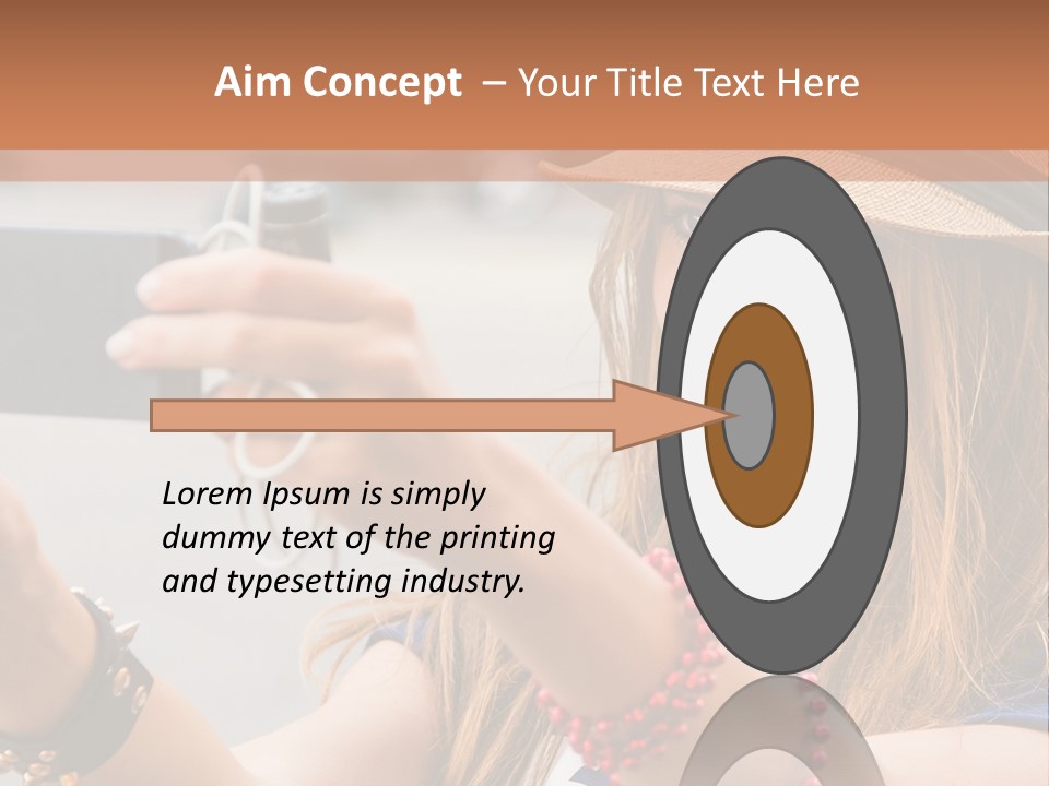 A Woman Taking A Picture With Her Cell Phone PowerPoint Template