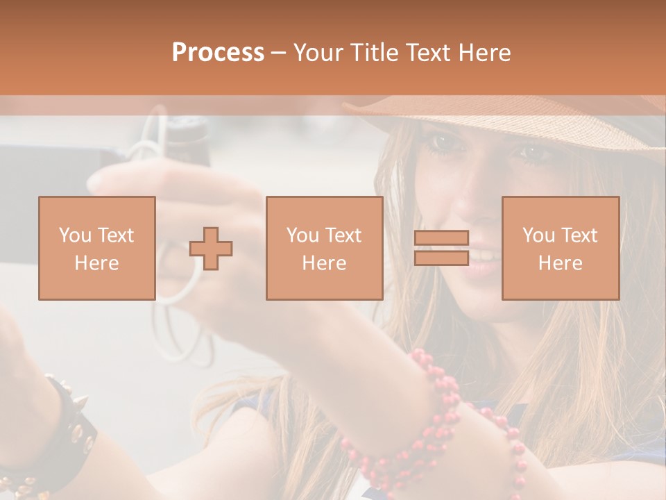 A Woman Taking A Picture With Her Cell Phone PowerPoint Template