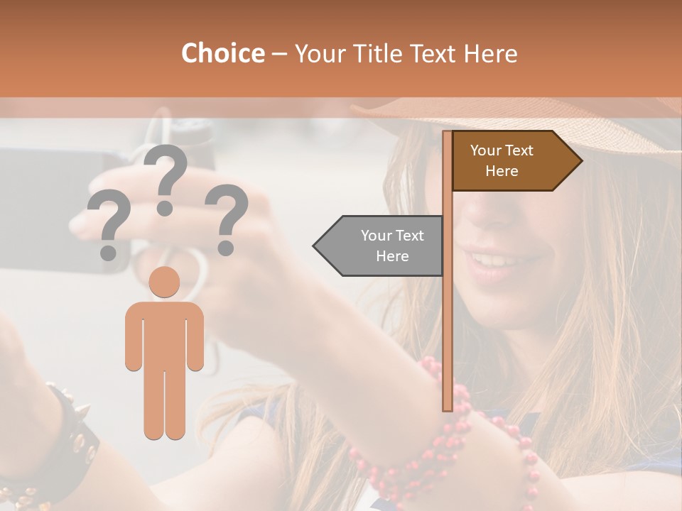 A Woman Taking A Picture With Her Cell Phone PowerPoint Template