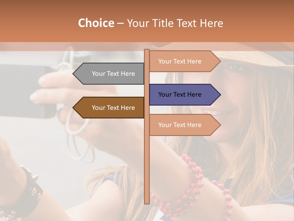 A Woman Taking A Picture With Her Cell Phone PowerPoint Template