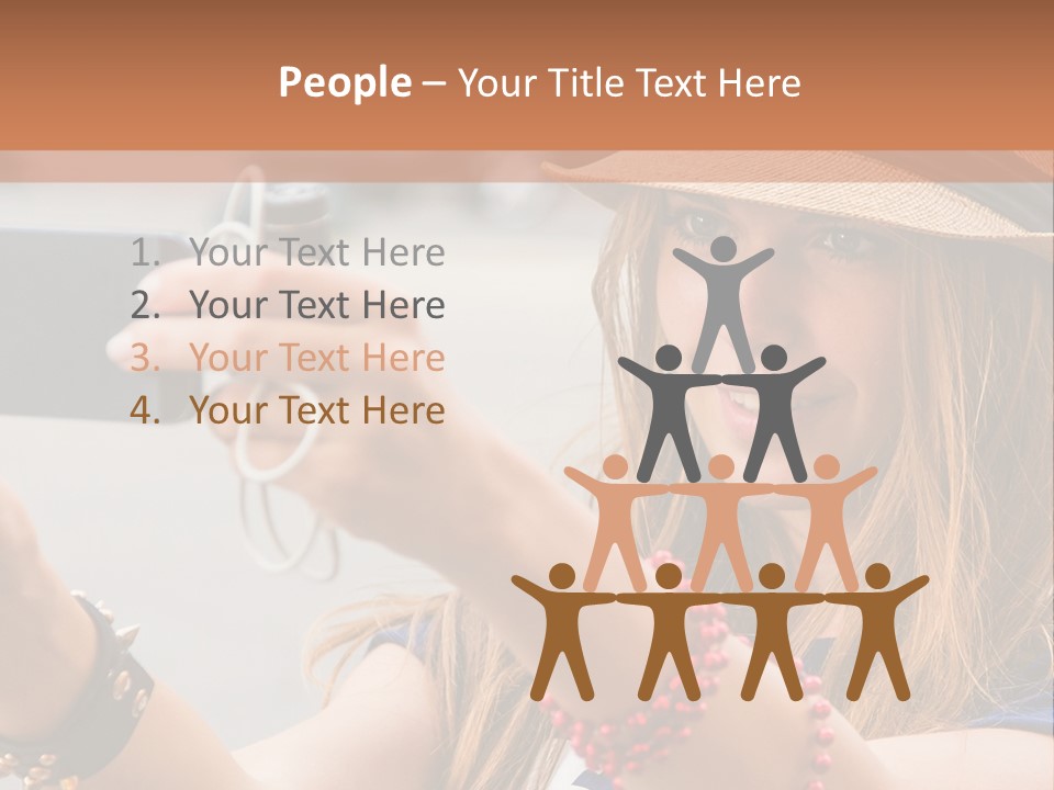 A Woman Taking A Picture With Her Cell Phone PowerPoint Template