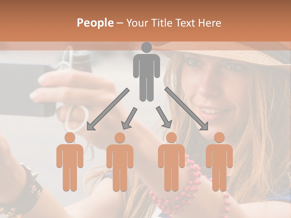 A Woman Taking A Picture With Her Cell Phone PowerPoint Template