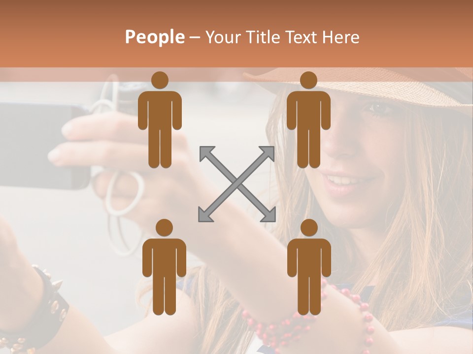 A Woman Taking A Picture With Her Cell Phone PowerPoint Template