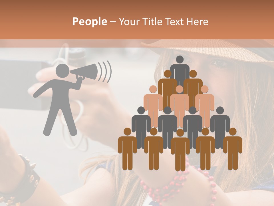 A Woman Taking A Picture With Her Cell Phone PowerPoint Template