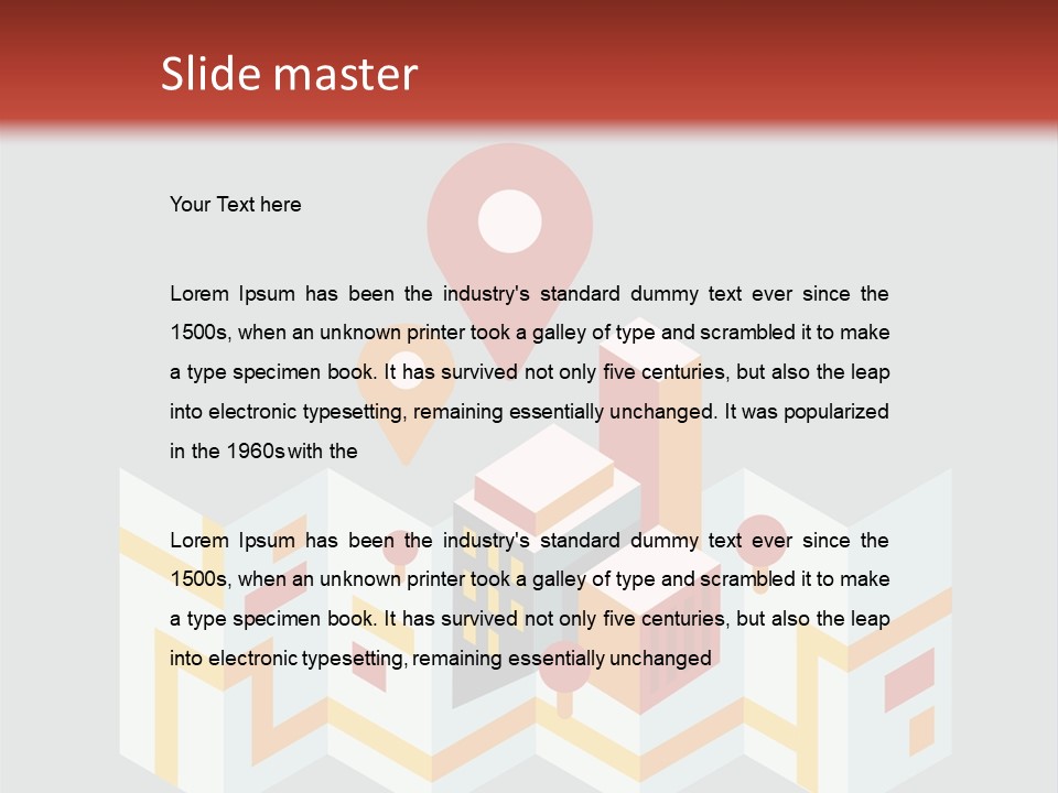 A Map With A Pin On It And A Red Background PowerPoint Template