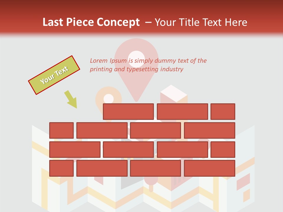 A Map With A Pin On It And A Red Background PowerPoint Template