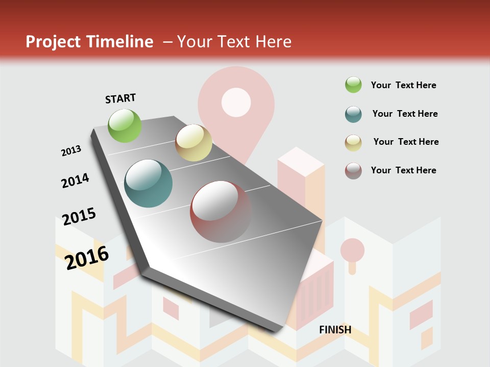 A Map With A Pin On It And A Red Background PowerPoint Template