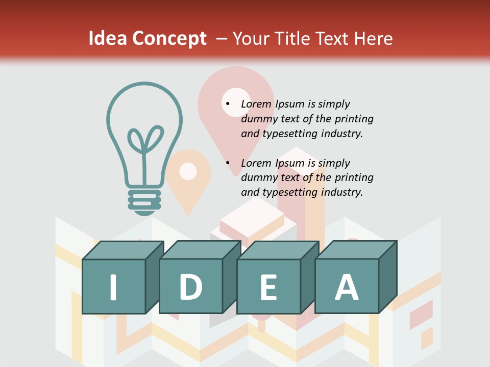 A Map With A Pin On It And A Red Background PowerPoint Template