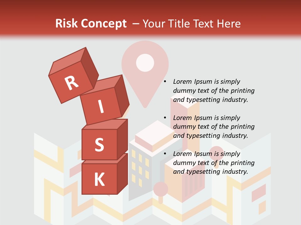 A Map With A Pin On It And A Red Background PowerPoint Template