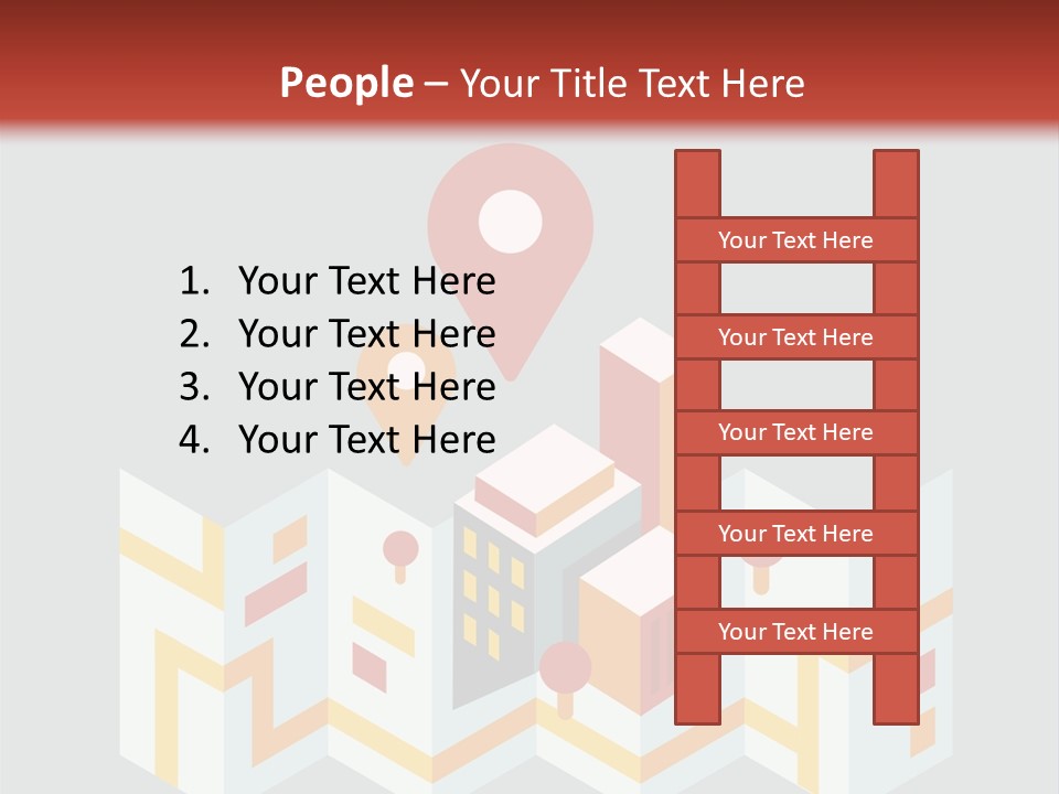 A Map With A Pin On It And A Red Background PowerPoint Template