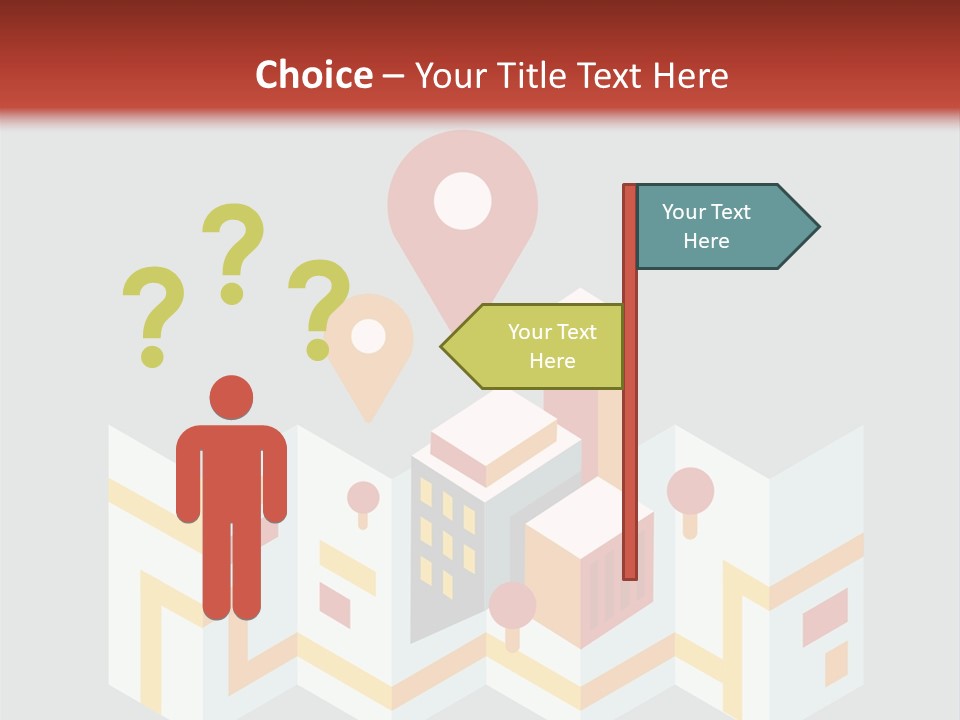 A Map With A Pin On It And A Red Background PowerPoint Template