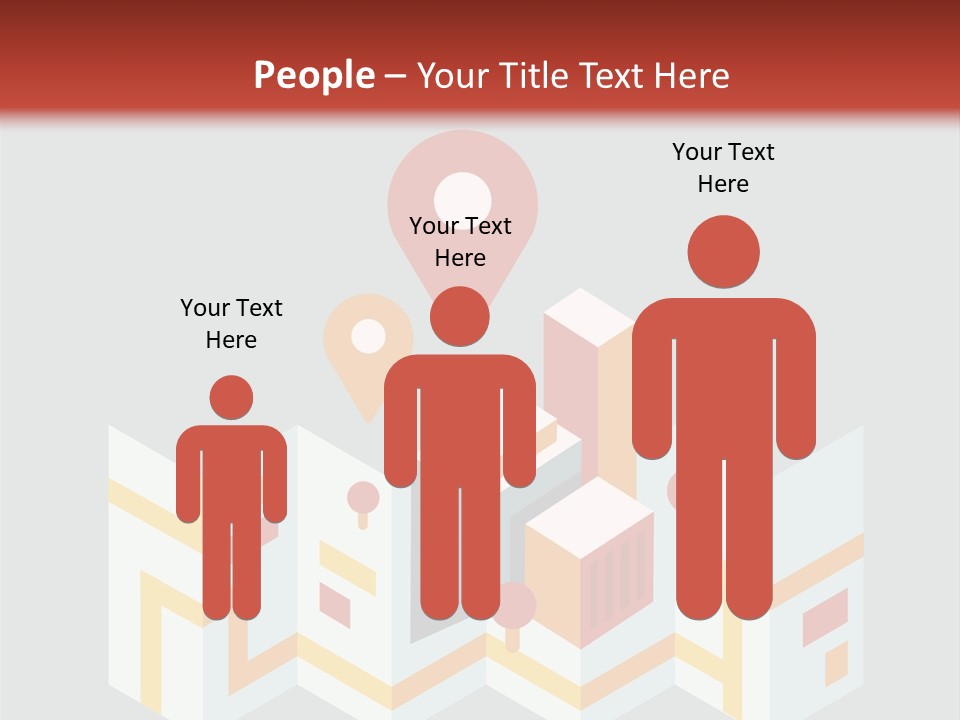 A Map With A Pin On It And A Red Background PowerPoint Template