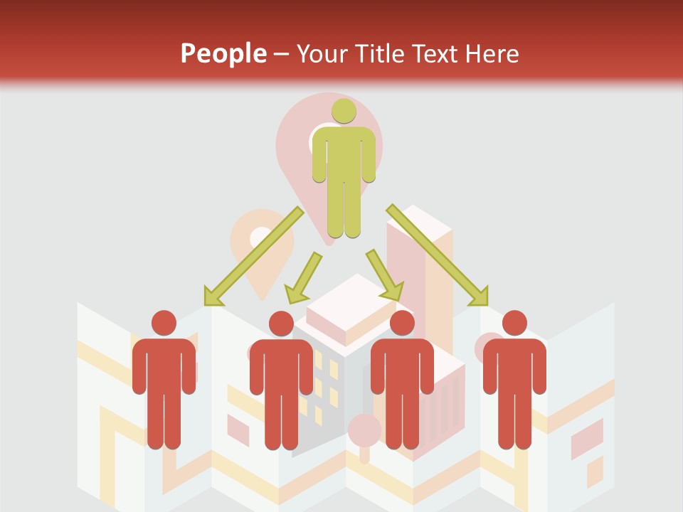 A Map With A Pin On It And A Red Background PowerPoint Template