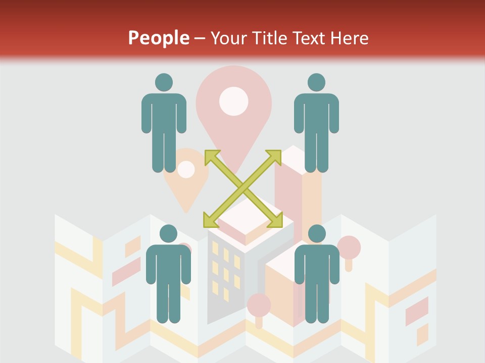A Map With A Pin On It And A Red Background PowerPoint Template