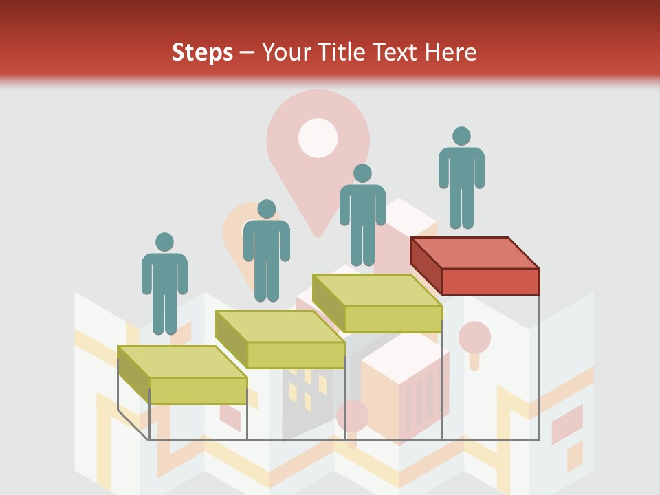 A Map With A Pin On It And A Red Background PowerPoint Template