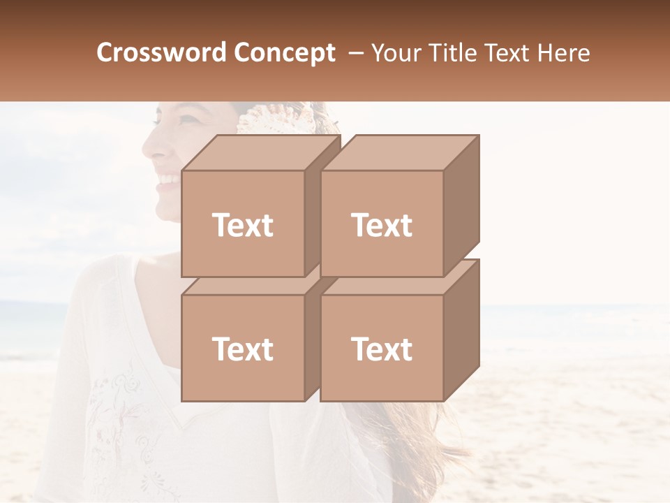 A Woman Holding A Seashell On The Beach PowerPoint Template